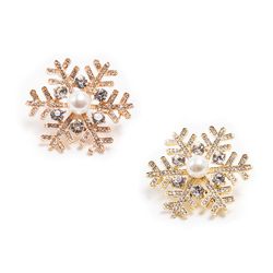 Snowflake with Faux Pearl Center - Rose or Yellow Goldplated Snowflake with Faux Pearl Center - Rose or Yellow Goldplated